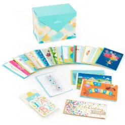 Hallmark Assorted All-Occasion Greeting Cards In Pastel Watercolor Organizer, Box Of 24