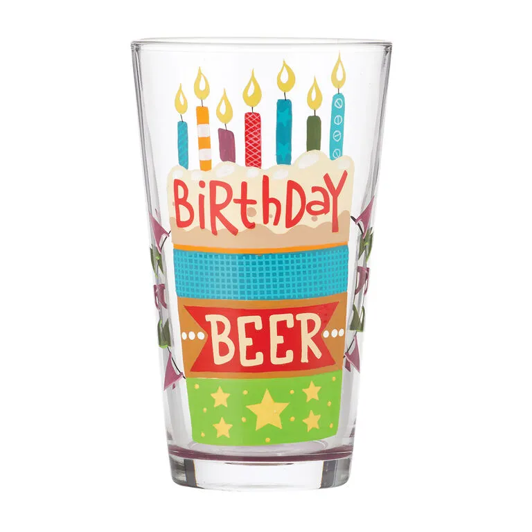 Lolita Birthday Beer Handpainted Pint Glass, 16 Oz. 3 Lolita Birthday Beer Handpainted Pint Glass, 16 Oz.