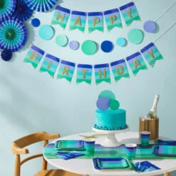Hallmark Color Pop 96-Piece Tableware Basics Party Kit, Cool Ombré Stripe -Hallmark popular shop Blue Green Stripe Party in a Box Party Supplies 5CLP1009 03