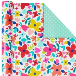 Hallmark Bright Florals 3-Pack Reversible Wrapping Paper, 120 Sq. Ft. Total -Hallmark popular shop Bright Flowers 3Pack Reversible Wrapping Paper 5EWR2433 04