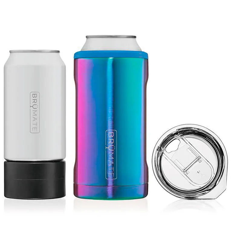 BruMate Rainbow Titanium Stainless Steel 3-in-1 Can Cooler, 12/16 Oz. 3 BruMate Rainbow Titanium Stainless Steel 3-in-1 Can Cooler, 12/16 Oz.