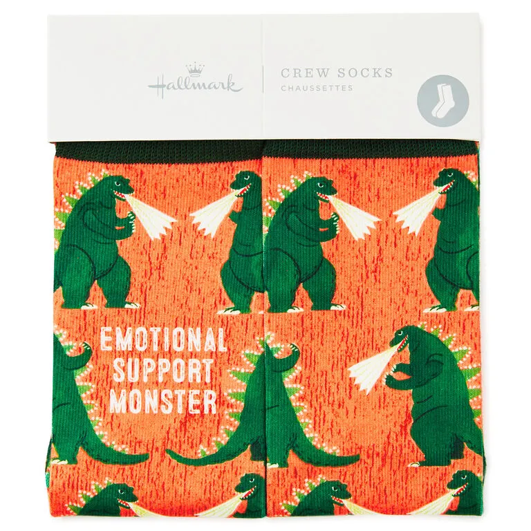 Hallmark Emotional Support Monster Funny Crew Socks 4 Hallmark Emotional Support Monster Funny Crew Socks - Image 2