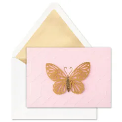 Hallmark Gold Butterfly On Pink Blank Note Cards, Box Of 8 -Hallmark popular shop Gold Butterfly on Pink Blank Note Cards 1499CNT1125 02
