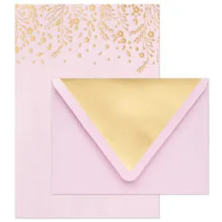 Hallmark Gold Floral On Pink Stationery Set, Box Of 20 -Hallmark popular shop Gold Floral on Pink Stationery Set 1499STN1139 03