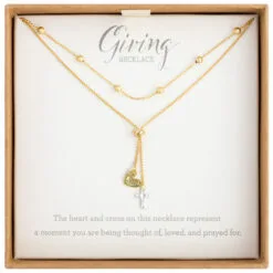 Heart And Cross Charms Giving Necklace, 35" -Hallmark popular shop Gold Heart and Silver Cross Charms Layered Necklace 1004440103 02