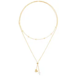 Heart And Cross Charms Giving Necklace, 35" -Hallmark popular shop Gold Heart and Silver Cross Charms Layered Necklace 1004440103 03