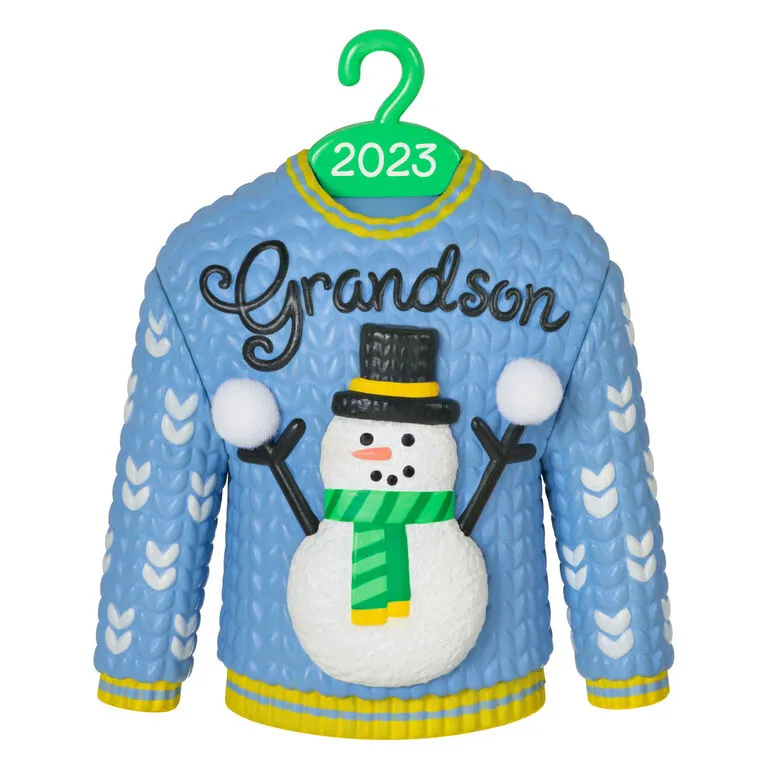 Hallmark Grandson Christmas Sweater 2023 Ornament 3 Hallmark Grandson Christmas Sweater 2023 Ornament