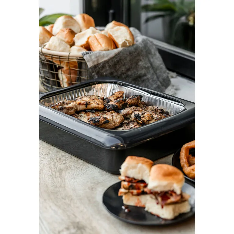 Charcoal Fancy Panz Rectangle Foil Pan 2-in-1 Deep Serving Tray 5 Charcoal Fancy Panz Rectangle Foil Pan 2-in-1 Deep Serving Tray - Image 3