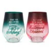 Hallmark Channel Stemless Wine Glasses, Set Of 2 -Hallmark popular shop Hallmark Channel Red and Green Stemless Wine Glasses 1XKT3526 01