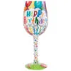 Lolita Happy Birthday Balloons And Streamers Handpainted Wine Glass, 15 Oz.