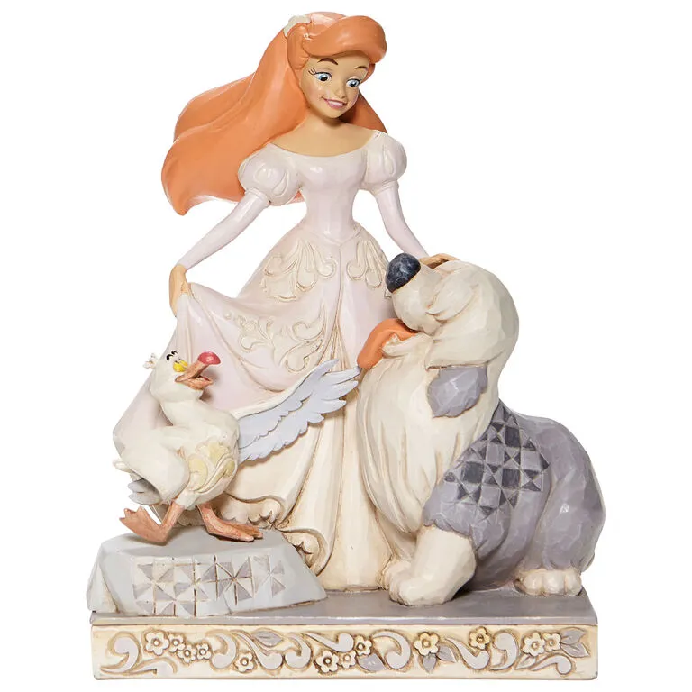 Enesco Jim Shore Disney Ariel, Scuttle And Max White Woodland Figurine, 7.75" 3 Enesco Jim Shore Disney Ariel, Scuttle And Max White Woodland Figurine, 7.75"