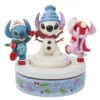 Enesco Jim Shore Disney Stitch And Angel Build A Snowman Rotating Figurine, 6"