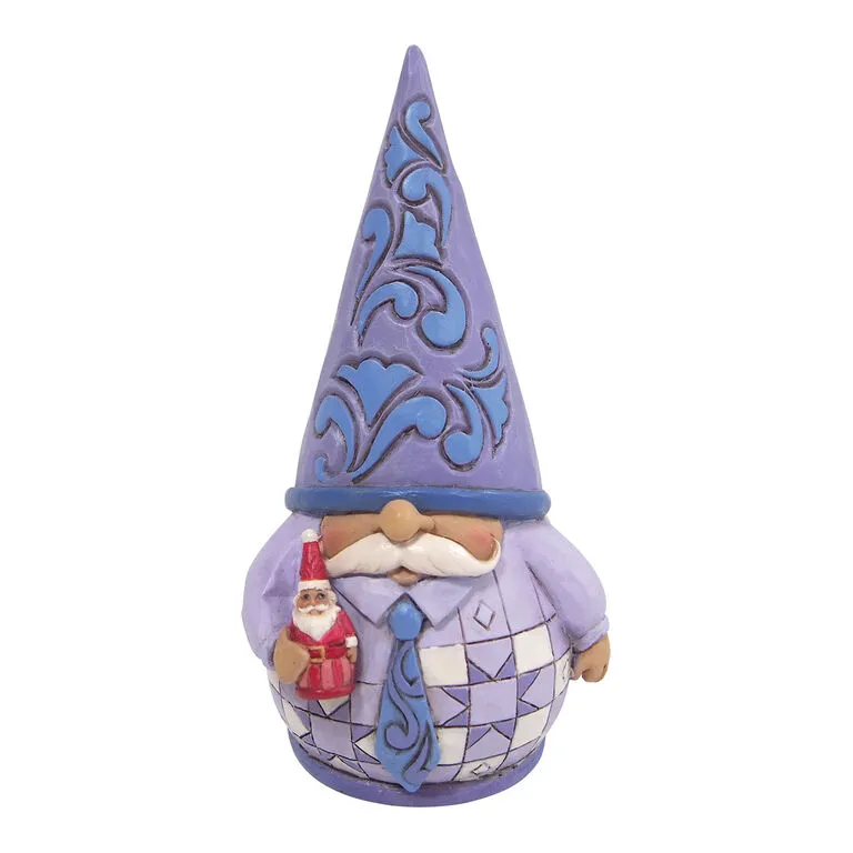 Enesco Jim Shore Purple Gnome Holding Santa Figurine, 5" 3 Enesco Jim Shore Purple Gnome Holding Santa Figurine, 5"