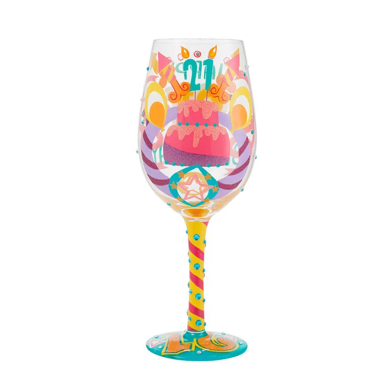 Lolita Happy 21st Birthday Handpainted Wine Glass, 15 Oz. 4 Lolita Happy 21st Birthday Handpainted Wine Glass, 15 Oz. - Image 2