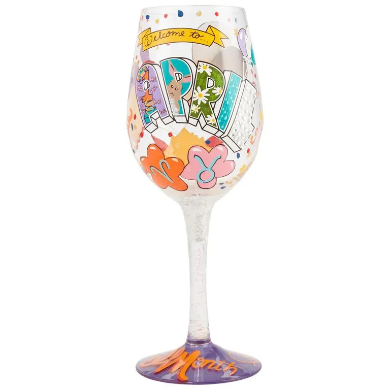 Lolita® April Birthday Month Handpainted Wine Glass, 15 Oz. 3 Lolita® April Birthday Month Handpainted Wine Glass, 15 Oz.