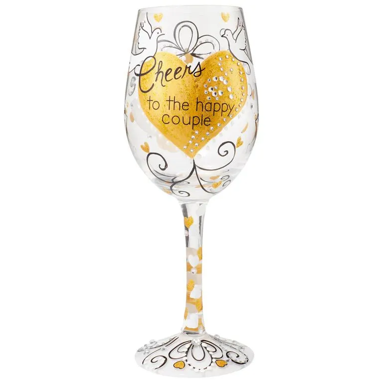 Lolita® Cheers To The Happy Couple Handpainted Wine Glass, 15 Oz. 3 Lolita® Cheers To The Happy Couple Handpainted Wine Glass, 15 Oz.
