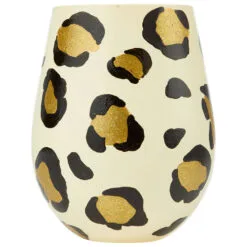Enesco Lolita Leopard Handpainted Stemless Wine Glass, 20 Oz.
