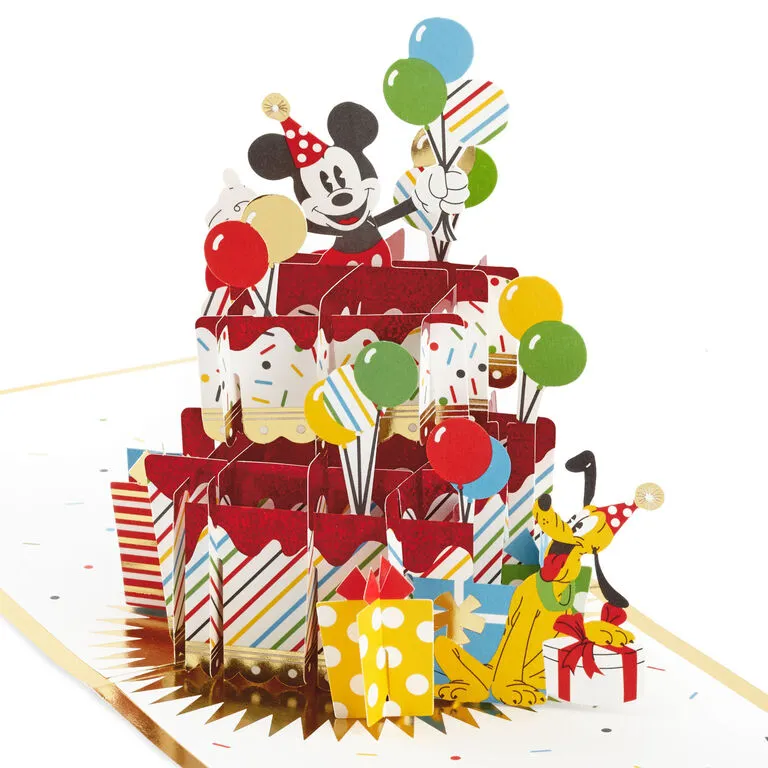 Hallmark Disney Mickey Mouse Cake 3D Pop-Up Birthday Card 3 Hallmark Disney Mickey Mouse Cake 3D Pop-Up Birthday Card