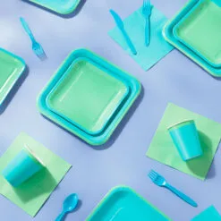 Hallmark Color Pop 96-Piece Tableware Basics Party Kit, Sea Green And Aqua -Hallmark popular shop Mint Green and Aqua Party in a Box Party Supplies 5CLP1005 03