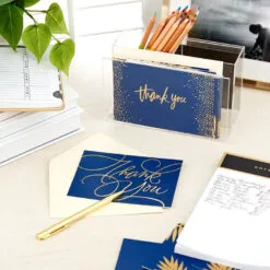 Hallmark Bulk Navy And Gold Assorted Blank Thank-You Notes, Box Of 120 -Hallmark popular shop Navy and Gold Assorted Blank ThankYou Notes Bulk Pack 5STZ1064 07