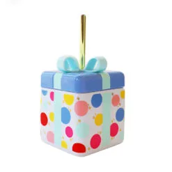 Packed Party Be A Gift Present-Shaped Tumbler With Straw, 18 Oz.