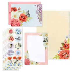 Hallmark Pink Floral Stationery Set And Desk Organizer Box 10 Hallmark Pink Floral Stationery Set And Desk Organizer Box -Hallmark popular shop Pink Floral Stationery Set and Note Cards in Box 5STZ1186 03