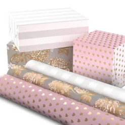 Hallmark Pink And Gray 3-Pack Wrapping Paper, 85 Sq. Ft. Total -Hallmark popular shop Pink and Gray 2 Standard 1 Foil 3Pack Gift Wrap 5EWR6421 02