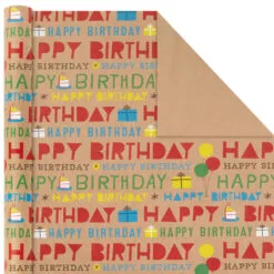 Hallmark Primary Birthday 3-Pack Kraft Wrapping Paper, 105 Sq. Ft. Total -Hallmark popular shop Primary Birthday 3Pack Kraft Wrapping Paper 5EWR6409 06