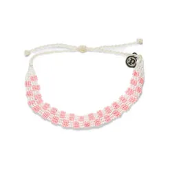 Pura Vida Pink Woven Seed Bead Checkerboard Bracelet