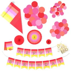 Hallmark Color Pop Party Decor Kit, Warm Ombré Stripe