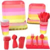 Hallmark Color Pop 96-Piece Tableware Basics Party Kit, Warm Ombré Stripe -Hallmark popular shop Red and Pink Stripe Party in a Box Party Supplies 5CLP1008 01