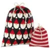Hallmark 10" And 20" Santa And Stripes 2-Pack Fabric Christmas Gift Bags -Hallmark popular shop Santa and Stripes Medium and XL Fabric Gift Bags XGB4902 01