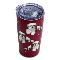 E&S Pets Shih Tzu Stainless Steel Tumbler, 20 Oz. 5 E&S Pets Shih Tzu Stainless Steel Tumbler, 20 Oz. -Hallmark popular shop Shih Tzu on Dark Red Stainless Steel Tumbler 11587 02