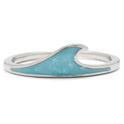 Pura Vida Silver Turquoise Wave Stacking Ring, Size 6