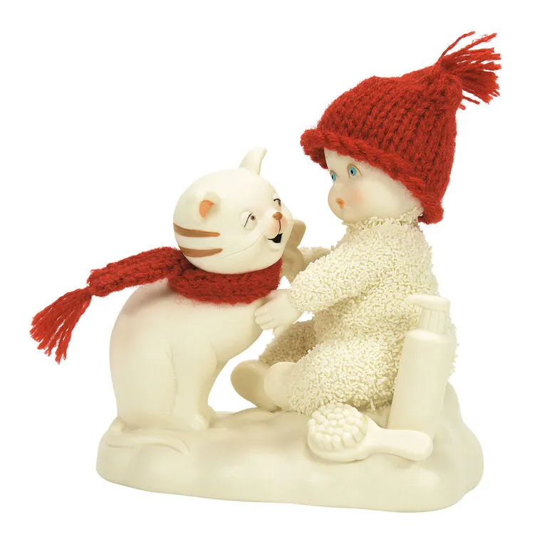 Enesco Snowbabies Groom And Go Cat Figurine, 3.74" 3 Enesco Snowbabies Groom And Go Cat Figurine, 3.74"