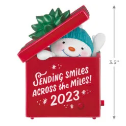 Hallmark Smiles Across The Miles 2023 Recordable Sound Ornament -Hallmark popular shop Snowman in Red Present Keepsake Ornament 2499QGO2619 03