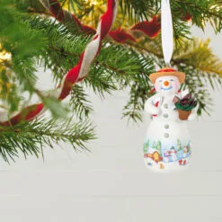Hallmark Snowtop Lodge Terran S. Gardner Porcelain Ornament -Hallmark popular shop Snowman with Flower Pot Keepsake Ornament 2299QXR8119 02