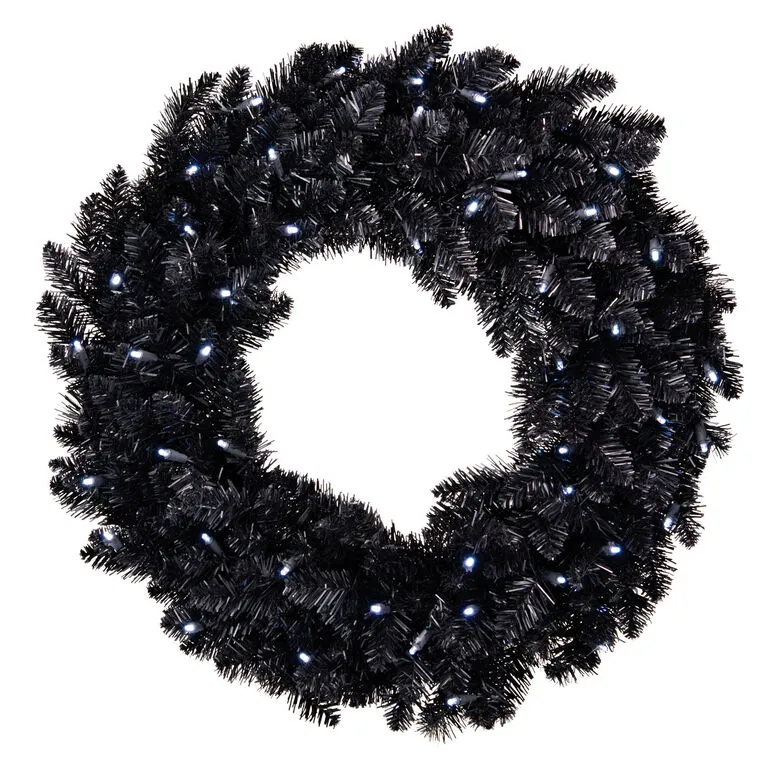 Hallmark Black Pre-Lit Wreath, 30" 3 Hallmark Black Pre-Lit Wreath, 30"