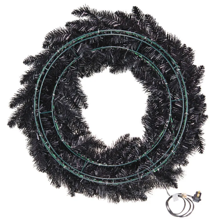 Hallmark Black Pre-Lit Wreath, 30" 5 Hallmark Black Pre-Lit Wreath, 30" - Image 3
