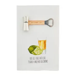 Mud Pie Tequila Tea Towel And Bar Tool, Set Of 2