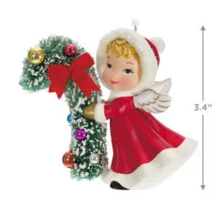 Hallmark Vintage Angel Porcelain Ornament -Hallmark popular shop Vintage Angel With Candy Cane Keepsake Ornament 2499QXT4127 03