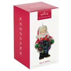 Hallmark Jolly Santa Porcelain Special Edition Ornament -Hallmark popular shop Vintage Jolly Santa With Wreath Keepsake Ornament 2499QXT4113 04