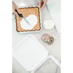 White Fancy Panz Square Foil Pan Serving Tray -Hallmark popular shop White Square Serving Tray With Lid for 8x8 Foil Pans FP88001 02