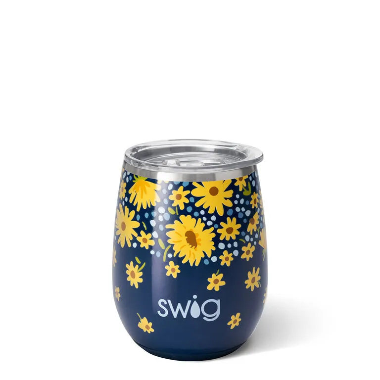 Swig Lazy Daisy Stainless Steel Stemless Wine Glass, 14 Oz. 3 Swig Lazy Daisy Stainless Steel Stemless Wine Glass, 14 Oz.