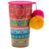 Natural Life Orange Borders Stainless Steel Pom-Pom Tumbler, 15 Oz.